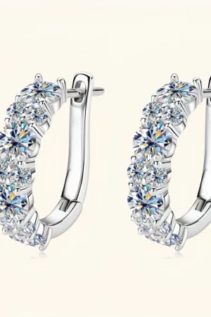 Real 925 Sterling Silver Moisanite Earrings D Color 2.76Cttw Moissanite Lab Diamond Hoops Earrings Sparkling Wedding Fine Jewelry