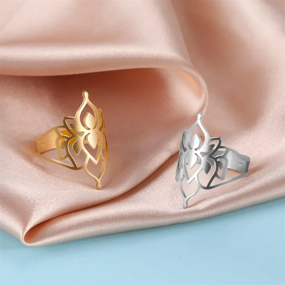 Stainless Steel Flower Of Life Ring Hollow Archangel Amulet Adjustable Finger Ring Sacred Geometry Wicca Jewelery For Women Men - Image 3