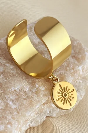 Stainless Steel Personality Pendant Ring for Women Men Light Luxury Mix Style Charm Open Ring Party Jewelry Adjustable