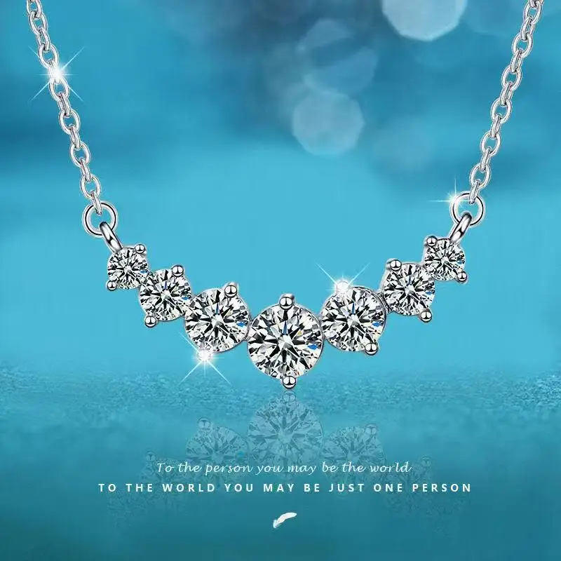 D Vvs1 Moissanite Necklace for Women Wedding Fine Jewelry with Certificates 925 Sterling Silver Plated 18K White Gold Necklace