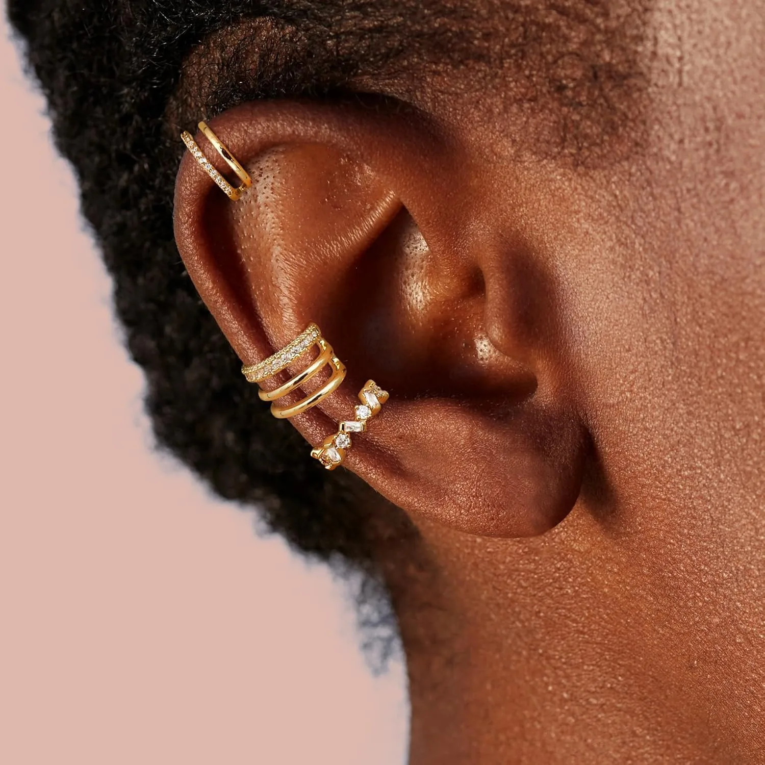 Bobisty 3PCS Ear Cuff Non-Piercing Earrings for Women Cute Clip-On Cartilage Earring 14K Gold Plated Dainty Fake Piercing Earing - Image 3