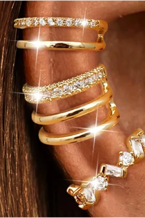 Bobisty 3PCS Ear Cuff Non-Piercing Earrings for Women Cute Clip-On Cartilage Earring 14K Gold Plated Dainty Fake Piercing Earing